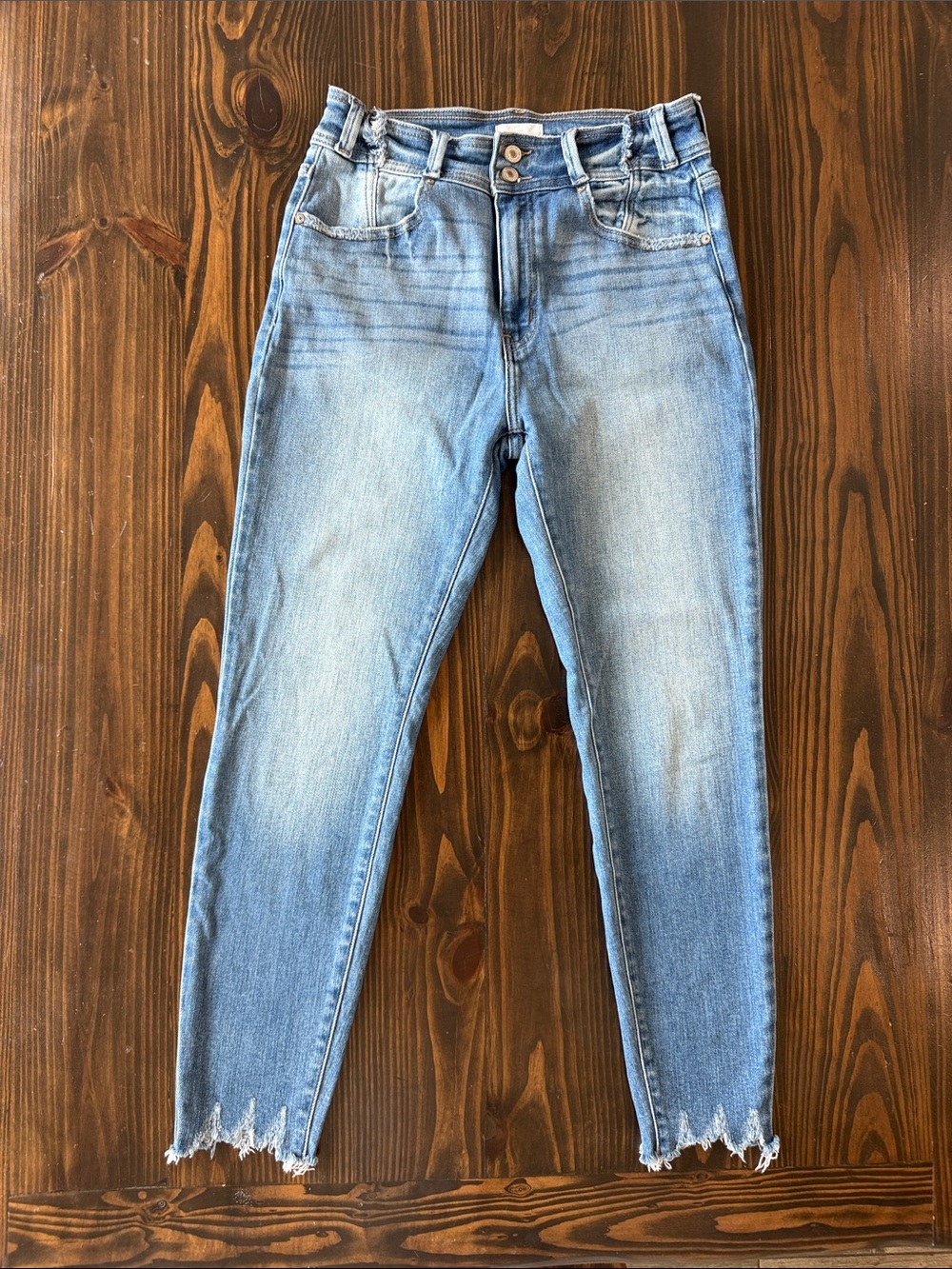 KanCan Skinny Women's Light Blue High-Rise Frayed Hem Jeans Size 9/28